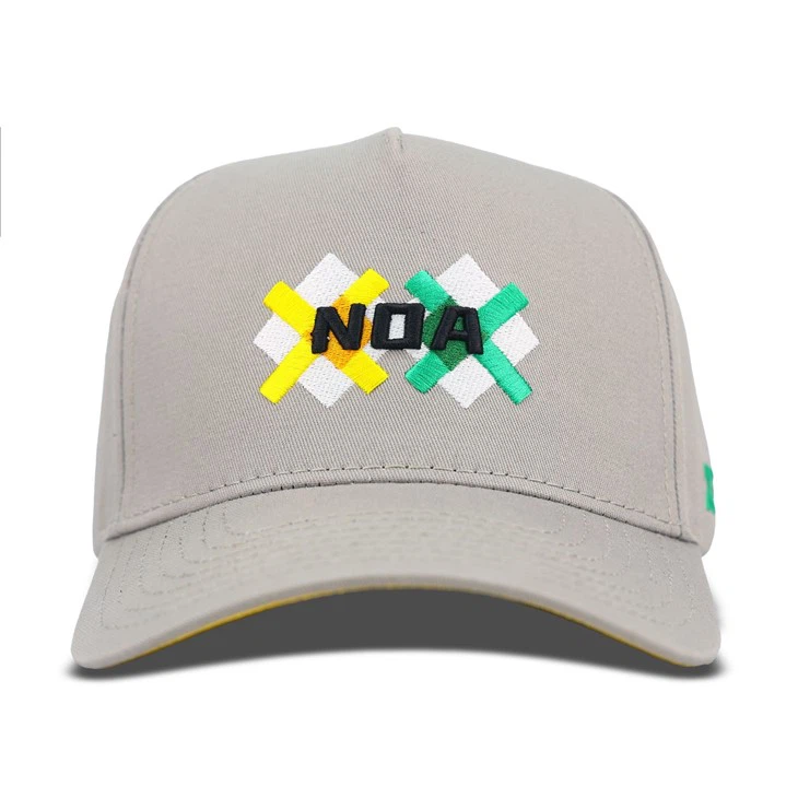 Grey Double Layer Embroidery Logo Baseball Cap